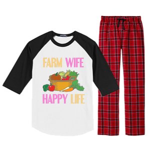 Farm Wife Happy Life Cool Awesome Retro Meaningful Gift Present Gift Cute Gift Raglan Sleeve Pajama Set