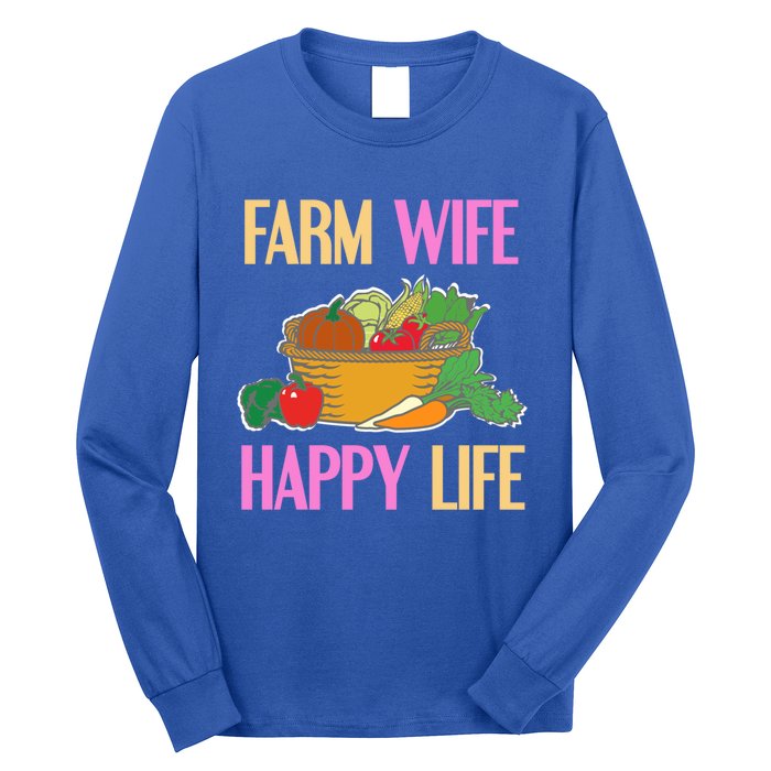 Farm Wife Happy Life Cool Awesome Retro Meaningful Gift Present Gift Cute Gift Long Sleeve Shirt