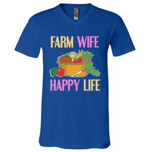 Farm Wife Happy Life Cool Awesome Retro Meaningful Gift Present Gift Cute Gift V-Neck T-Shirt