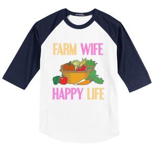 Farm Wife Happy Life Cool Awesome Retro Meaningful Gift Present Gift Cute Gift Baseball Sleeve Shirt