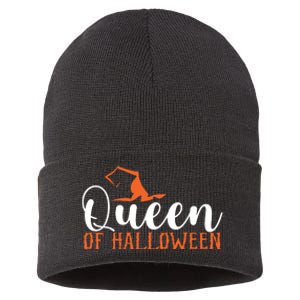 Funny Witch Hat Queen Of Halloween Sustainable Knit Beanie