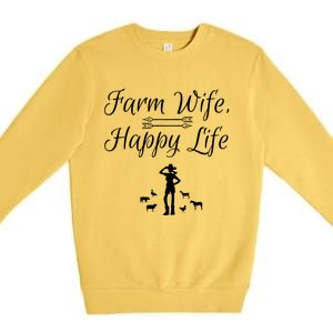 Farm Wife Happy Life Gift Premium Crewneck Sweatshirt