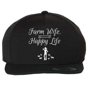 Farm Wife Happy Life Gift Wool Snapback Cap