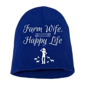 Farm Wife Happy Life Gift Short Acrylic Beanie