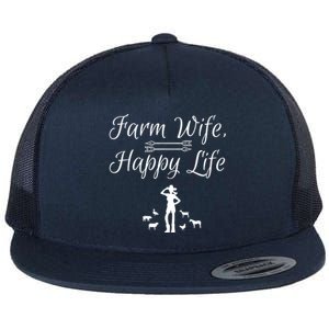 Farm Wife Happy Life Gift Flat Bill Trucker Hat