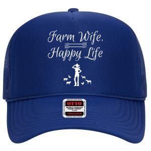 Farm Wife Happy Life Gift High Crown Mesh Back Trucker Hat