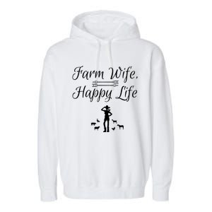 Farm Wife Happy Life Gift Garment-Dyed Fleece Hoodie