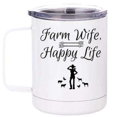 Farm Wife Happy Life Gift 12 oz Stainless Steel Tumbler Cup