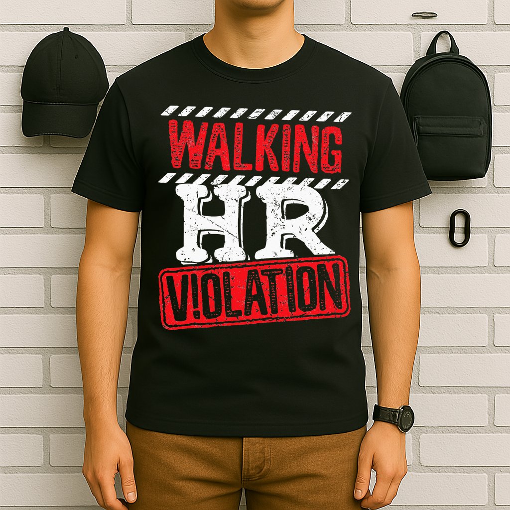 Funny Walking HR Violation Politically Incorrect T-Shirt