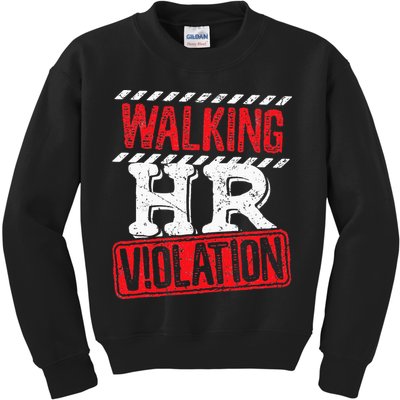 Funny Walking HR Violation Politically Incorrect Kids Sweatshirt