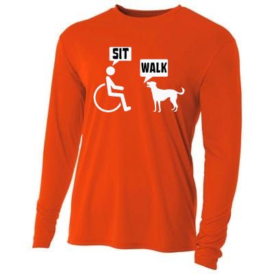 Funny Wheelchair Humor Joke For A Disability In A Wheelchair Cooling Performance Long Sleeve Crew