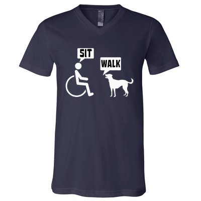 Funny Wheelchair Humor Joke For A Disability In A Wheelchair V-Neck T-Shirt