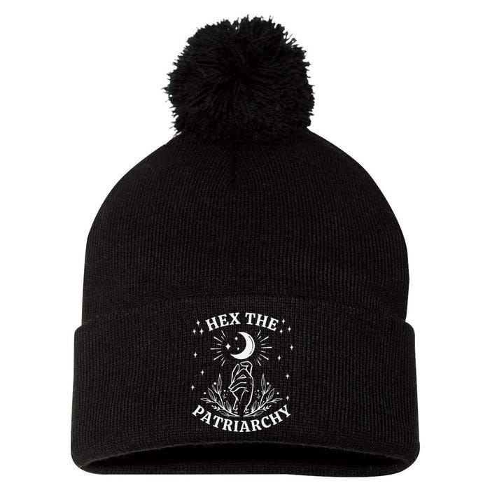 Feminist Witch Hex The Patriarchy Pom Pom 12in Knit Beanie