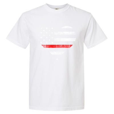 Firefighter Wife Heart Flag The Thin Red Line Family Cute Gift Garment-Dyed Heavyweight T-Shirt