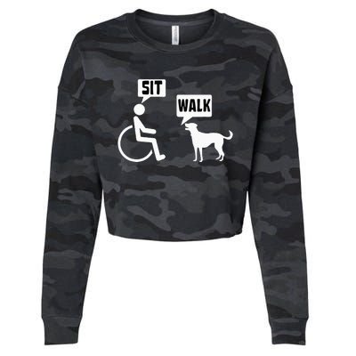 Funny Wheelchair Humor Joke For A Disability In A Wheelchair Cropped Pullover Crew