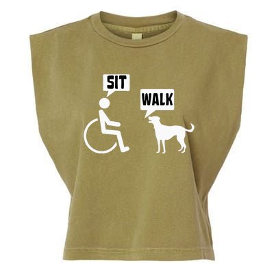 Funny Wheelchair Humor Joke For A Disability In A Wheelchair Garment-Dyed Women's Muscle Tee