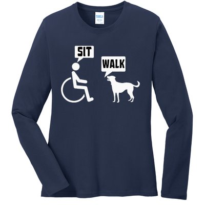 Funny Wheelchair Humor Joke For A Disability In A Wheelchair Ladies Long Sleeve Shirt