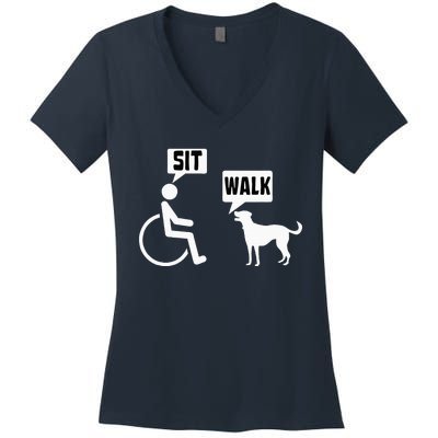 Funny Wheelchair Humor Joke For A Disability In A Wheelchair Women's V-Neck T-Shirt