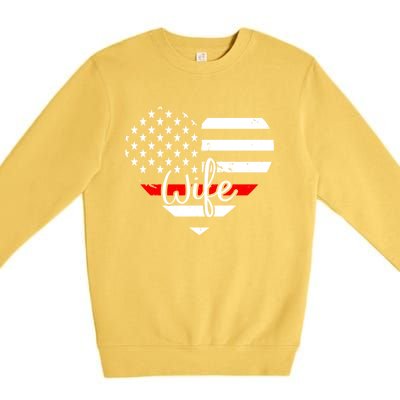 Firefighter Wife Heart Shape Us Flag Fire Fighter Spouse Gift Premium Crewneck Sweatshirt