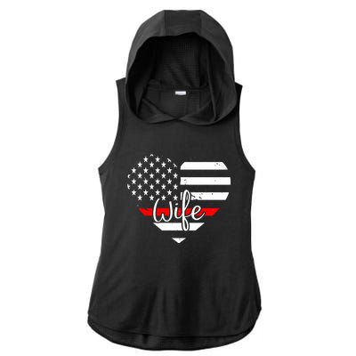 Firefighter Wife Heart Shape Us Flag Fire Fighter Spouse Gift Ladies PosiCharge Tri-Blend Wicking Draft Hoodie Tank