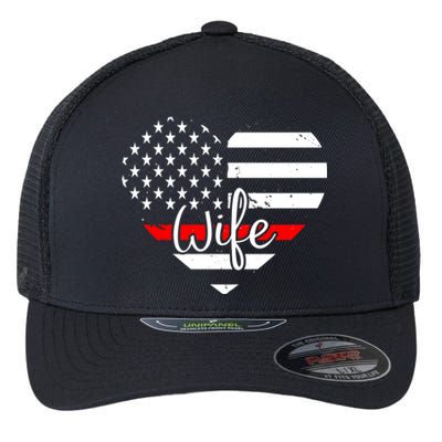 Firefighter Wife Heart Shape Us Flag Fire Fighter Spouse Gift Flexfit Unipanel Trucker Cap