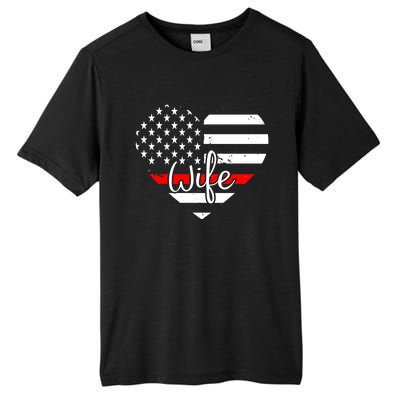 Firefighter Wife Heart Shape Us Flag Fire Fighter Spouse Gift Tall Fusion ChromaSoft Performance T-Shirt