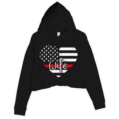 Firefighter Wife Heart Shape Us Flag Fire Fighter Spouse Gift Crop Fleece Hoodie