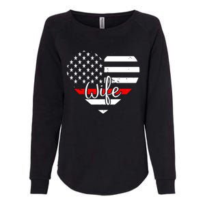 Firefighter Wife Heart Shape Us Flag Fire Fighter Spouse Gift Womens California Wash Sweatshirt