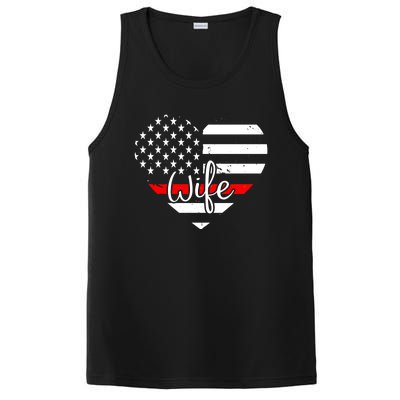 Firefighter Wife Heart Shape Us Flag Fire Fighter Spouse Gift PosiCharge Competitor Tank