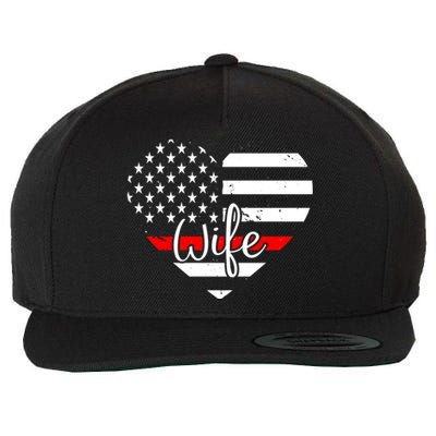 Firefighter Wife Heart Shape Us Flag Fire Fighter Spouse Gift Wool Snapback Cap