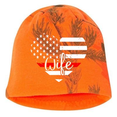 Firefighter Wife Heart Shape Us Flag Fire Fighter Spouse Gift Kati - Camo Knit Beanie