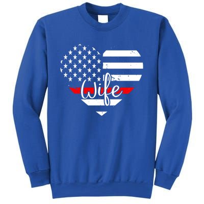 Firefighter Wife Heart Shape Us Flag Fire Fighter Spouse Gift Sweatshirt