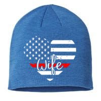 Firefighter Wife Heart Shape Us Flag Fire Fighter Spouse Gift Sustainable Beanie