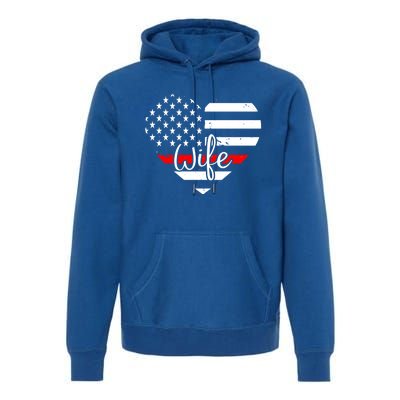 Firefighter Wife Heart Shape Us Flag Fire Fighter Spouse Gift Premium Hoodie