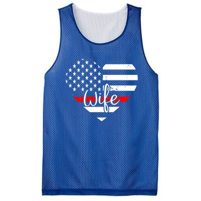 Firefighter Wife Heart Shape Us Flag Fire Fighter Spouse Gift Mesh Reversible Basketball Jersey Tank