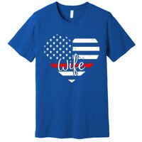 Firefighter Wife Heart Shape Us Flag Fire Fighter Spouse Gift Premium T-Shirt