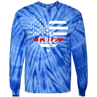 Firefighter Wife Heart Shape Us Flag Fire Fighter Spouse Gift Tie-Dye Long Sleeve Shirt