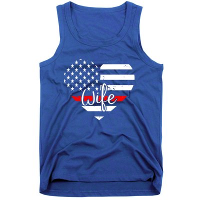 Firefighter Wife Heart Shape Us Flag Fire Fighter Spouse Gift Tank Top