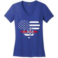 Firefighter Wife Heart Shape Us Flag Fire Fighter Spouse Gift Women's V-Neck T-Shirt