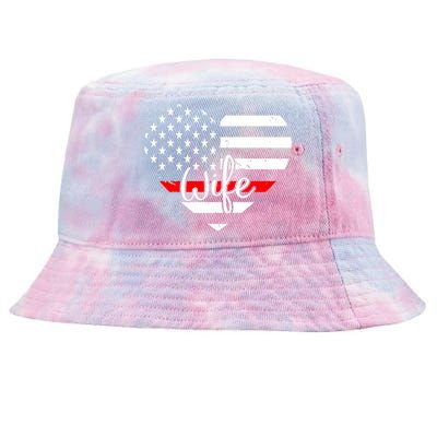 Firefighter Wife Heart Shape Us Flag Fire Fighter Spouse Gift Tie-Dyed Bucket Hat