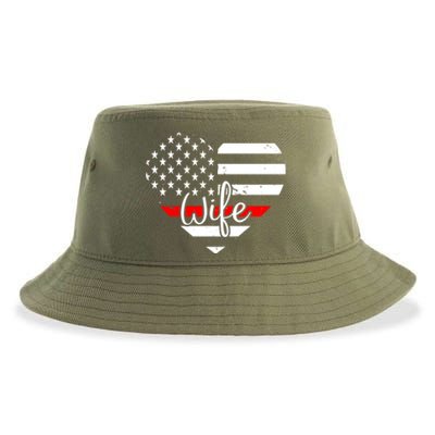 Firefighter Wife Heart Shape Us Flag Fire Fighter Spouse Gift Sustainable Bucket Hat