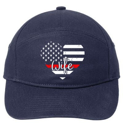 Firefighter Wife Heart Shape Us Flag Fire Fighter Spouse Gift 7-Panel Snapback Hat