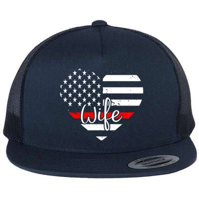 Firefighter Wife Heart Shape Us Flag Fire Fighter Spouse Gift Flat Bill Trucker Hat