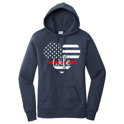 Firefighter Wife Heart Shape Us Flag Fire Fighter Spouse Gift Women's Pullover Hoodie