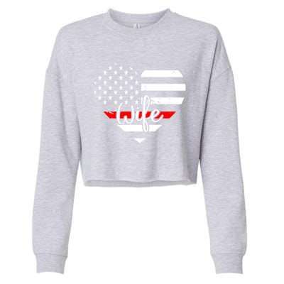 Firefighter Wife Heart Shape Us Flag Fire Fighter Spouse Gift Cropped Pullover Crew