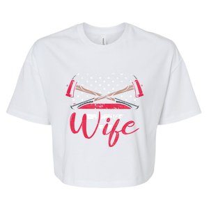 Firefighter Wife Heart Symbol Proud Fire Patriotic Spouse Gift Bella+Canvas Jersey Crop Tee