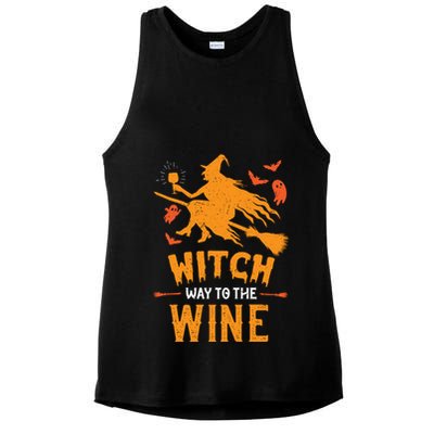 Funny Witch Halloween Costume. Witch Way To The Wine Ladies PosiCharge Tri-Blend Wicking Tank