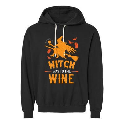 Funny Witch Halloween Costume. Witch Way To The Wine Garment-Dyed Fleece Hoodie