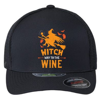 Funny Witch Halloween Costume. Witch Way To The Wine Flexfit Unipanel Trucker Cap