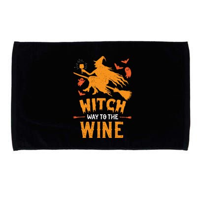 Funny Witch Halloween Costume. Witch Way To The Wine Microfiber Hand Towel